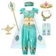thumbnail image 4 of Disney-vestido de princesa Jasmine para niña, disfraz de Aladdín, lámpara de sirena, Elena, Moana, fiesta de cumpleaños, Carnaval, 4 of 4