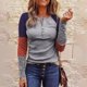thumbnail image 2 of Blusa de encaje con cuello en V y manga larga estampada para mujer Fridja  fhghd2091, 2 of 5