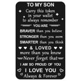 thumbnail image 1 of Tarjeta para billetera “Te quiero más” para hijo, más valiente, 1 of 6
