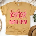 thumbnail image 1 of Nurse Crew T-Shirt with Pink Heart Stethoscope Design, Gold, Size S, 1 of 6