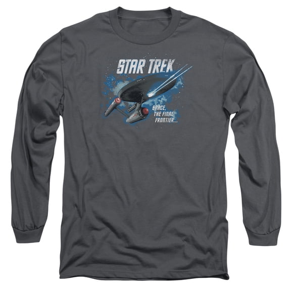 Star Trek The Final Frontier Long Sleeve Adult 18/1 T-Shirt Charcoal