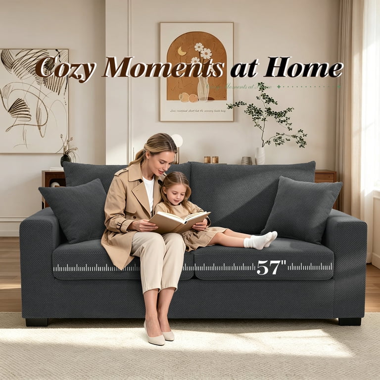 Lunale 69" Modern Loveseat, Gray Polyester photo 4