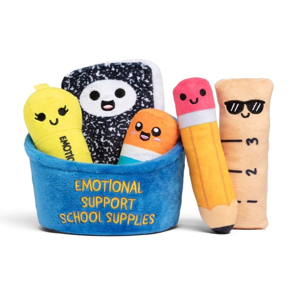 Emotional Support Pals School Supplies,  Plush Toy for All Ages, non Candy Easter Gift, Includes 5 Plushies with Carrying Basket