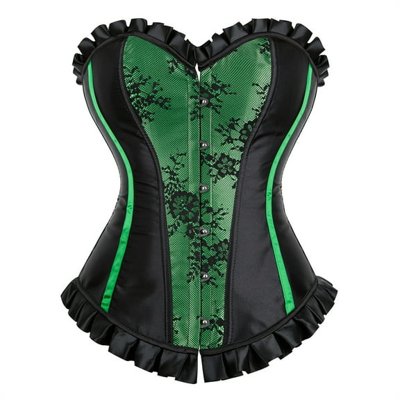 Grebrafan Corset Tight Lacing Women Pirate Renaissance Top Green 4XL
