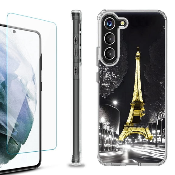 OneToughShield ® for Samsung Galaxy S23 S23 Plus 5G Shockproof Bumper Phone Case, with Tempered Glass Screen Protector - Paris Night