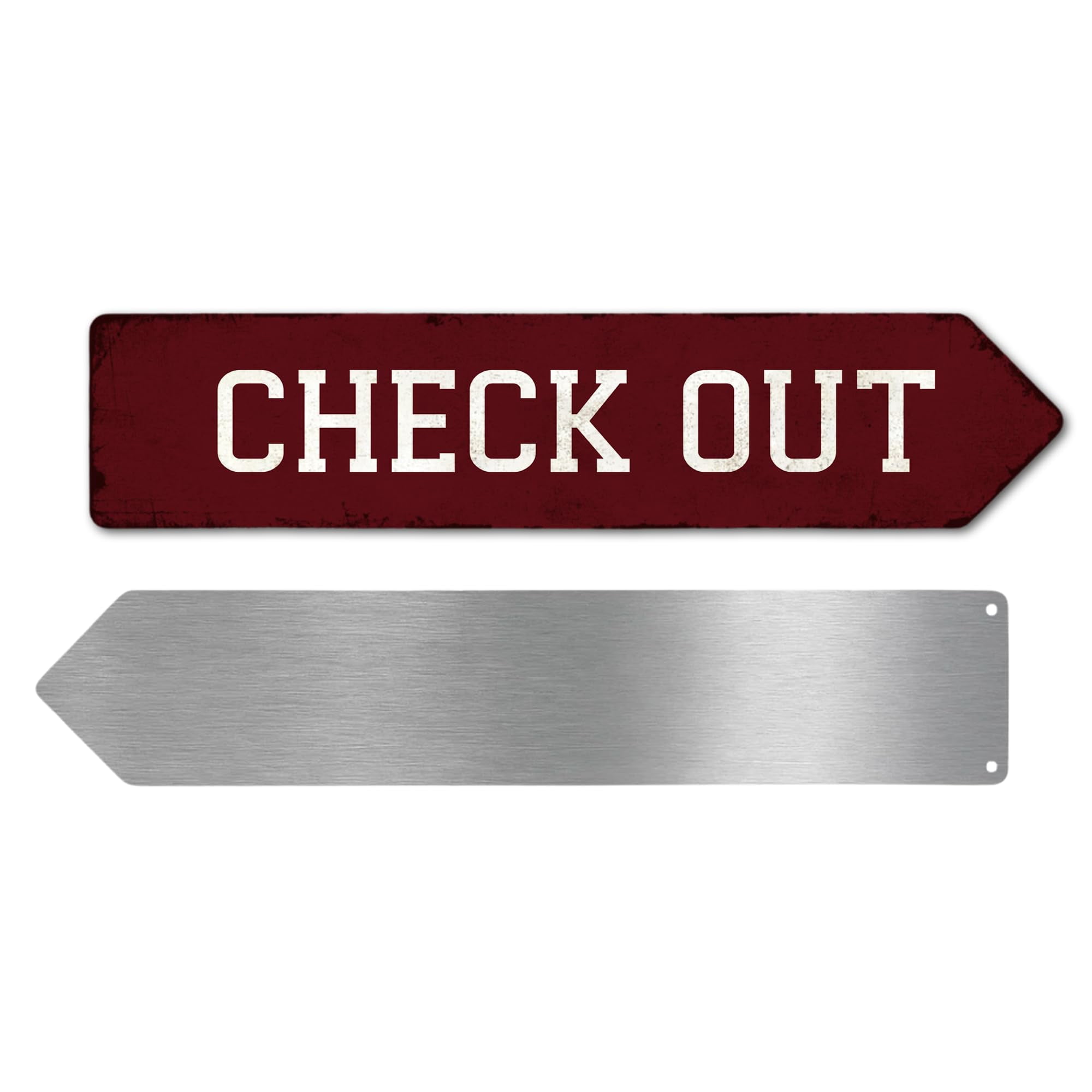 Check Out Metal Sign by DC | Arrow Metal Directional Signage for Indoor & Outdoor | 4x18 Rust-Free Aluminum Sign | Hotel Signage UV Protected Road RIGHT Arrow Sign | Made in USA