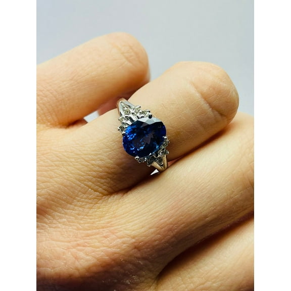 Natural Blue Tanzanite 925 Sterling Silver Ring,Engagemant Ring, Birthstone Rings for Women, Gift For Her