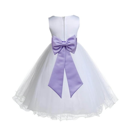 

Ekidsbridal White Lilac Tulle Rattail Edge Flower Girl Dress Christening Formal Evening Gown for Photoshoots 829T 12