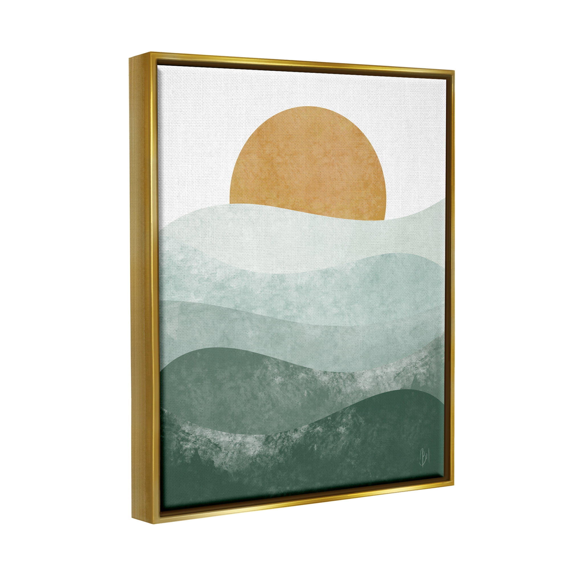 Stupell Industries Abstract Nature Ocean Horizon Landscape Painting Gold Floater Framed Art Print Wall Art