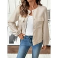 thumbnail image 3 of Hvyesh Cropped Jacket for Women Elegant Tweed Blazer Button Down Business Casual Coat Cute Crewneck Short Jacket, 3 of 8