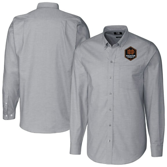 Men's Cutter & Buck Charcoal Houston Dynamo FC Big & Tall Stretch Oxford Long Sleeve Dress Shirt
