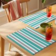 thumbnail image 4 of Turquoise, White and Grey Stripes Placemats Set of 4 Striped Pattern Place Mats Table Mats Kitchen Dining Home Outdoor Party Table Decoration, 4 of 9