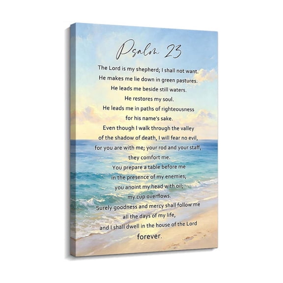 Psalm 23 Wall Art Bible Verse Poster Christian Ocean Canvas Scripture Print Coastal Home Decor