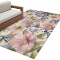 thumbnail image 2 of Area Rug 48×72in, Oil Painting Style Spring Flowers Floor Carpet Living Room Rug, Dragonflies Floral Art Non-Slip Welcome Mat Indoor Rugs for Bedroom Dining Room, 2 of 9