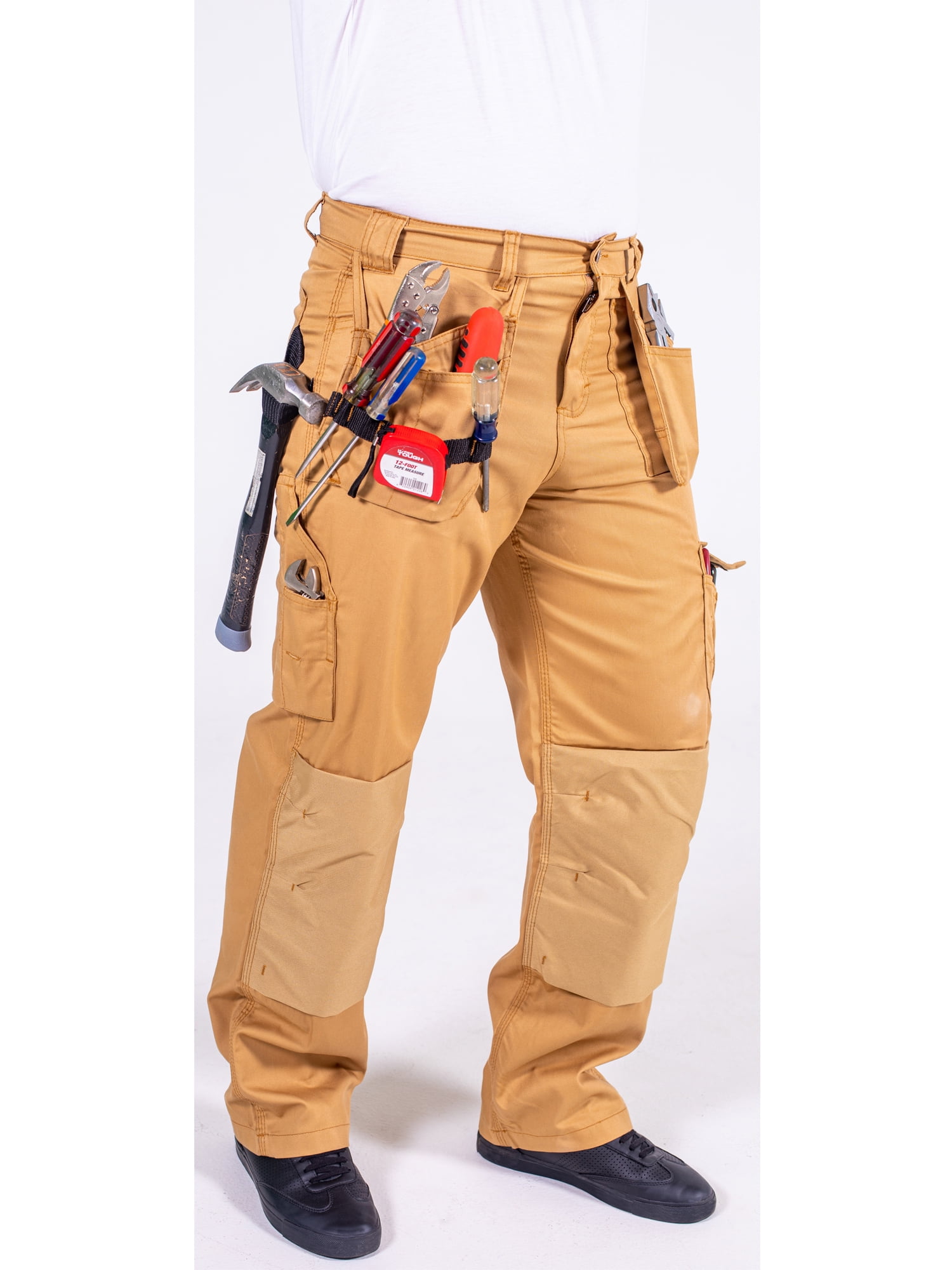 Qaswa Mens Workwear Trousers Safety Cargo Combat Cordura Knee Reinforced Utility Work Pant