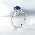 thumbnail image 4 of Gem Stone King 1.60 Ct 7mm Round Blue Created Sapphire 10K White Gold Ring (Size 5), 4 of 4