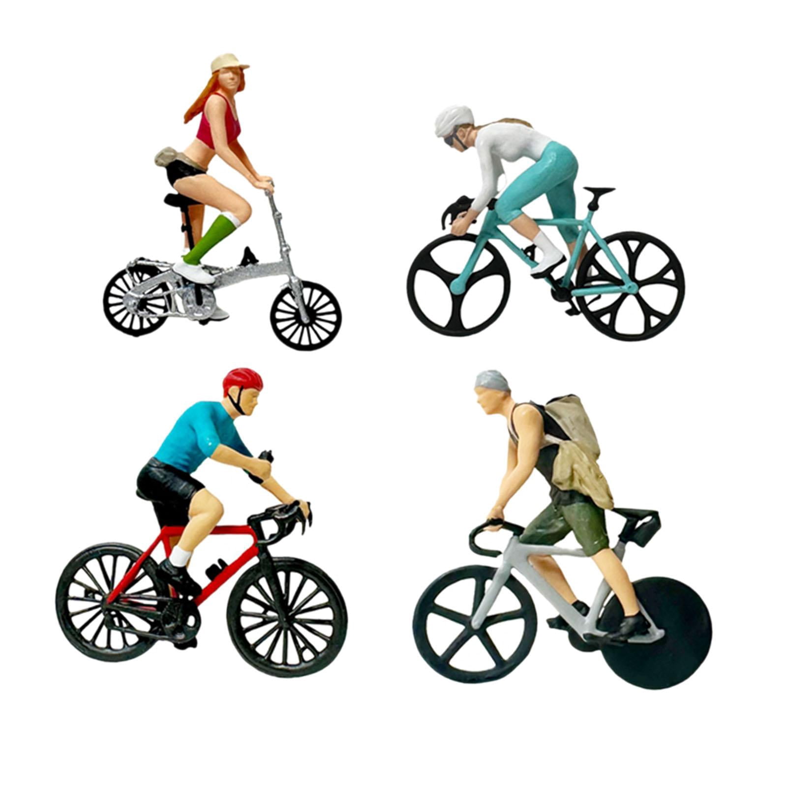 LeeQinersw 4 Pieces 1:64 Scale Rider Model Mini Figure for Miniature Scene Fairy Garden