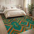 thumbnail image 3 of ODIKA 8'x10' Washable Area Rug Retro Abstract Prism Bold Bands Vibrant Classroom Mid Striped Century Playful for Dining Room, Large Office, Lounge, Non-Slip Chair-Friendly Mat, 3 of 7