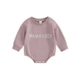 thumbnail image 2 of Infant Baby Boy Sweatshirt Jumpsuit 3 6 12 18M Letter Embroidery Round Neck Long Sleeve Romper Toddler Clothes, 2 of 10