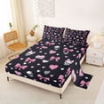 thumbnail image 2 of Erosebridal Bowknot Skull Heart Bed Sheets for Girls, Cute Ribbon King Sheets, 4 Pieces, 2 of 6