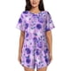 thumbnail image 1 of Fotbe Violet Conjunto de Pijama Estampado para Mujer, 2 Piezas, Ropa de Dormir con Camiseta de Manga Corta y Shorts Suaves-Large, 1 of 6
