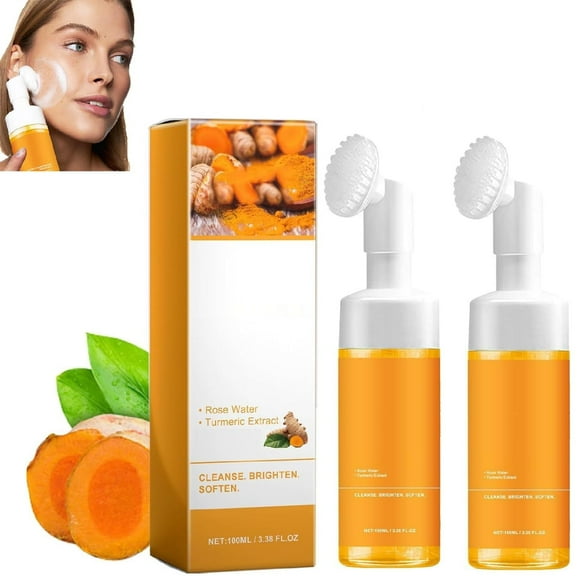 Limpiador facial OUKPANE, gel facial espumoso con cúrcuma, 2 unidades
