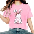 thumbnail image 1 of Camisetas de Cuello de Tripulación de Manga Corta para las Mujeres Cartas de Impresión de Pascua Camiseta de Manga Corta, Spandex de Poliéster, 1 of 5