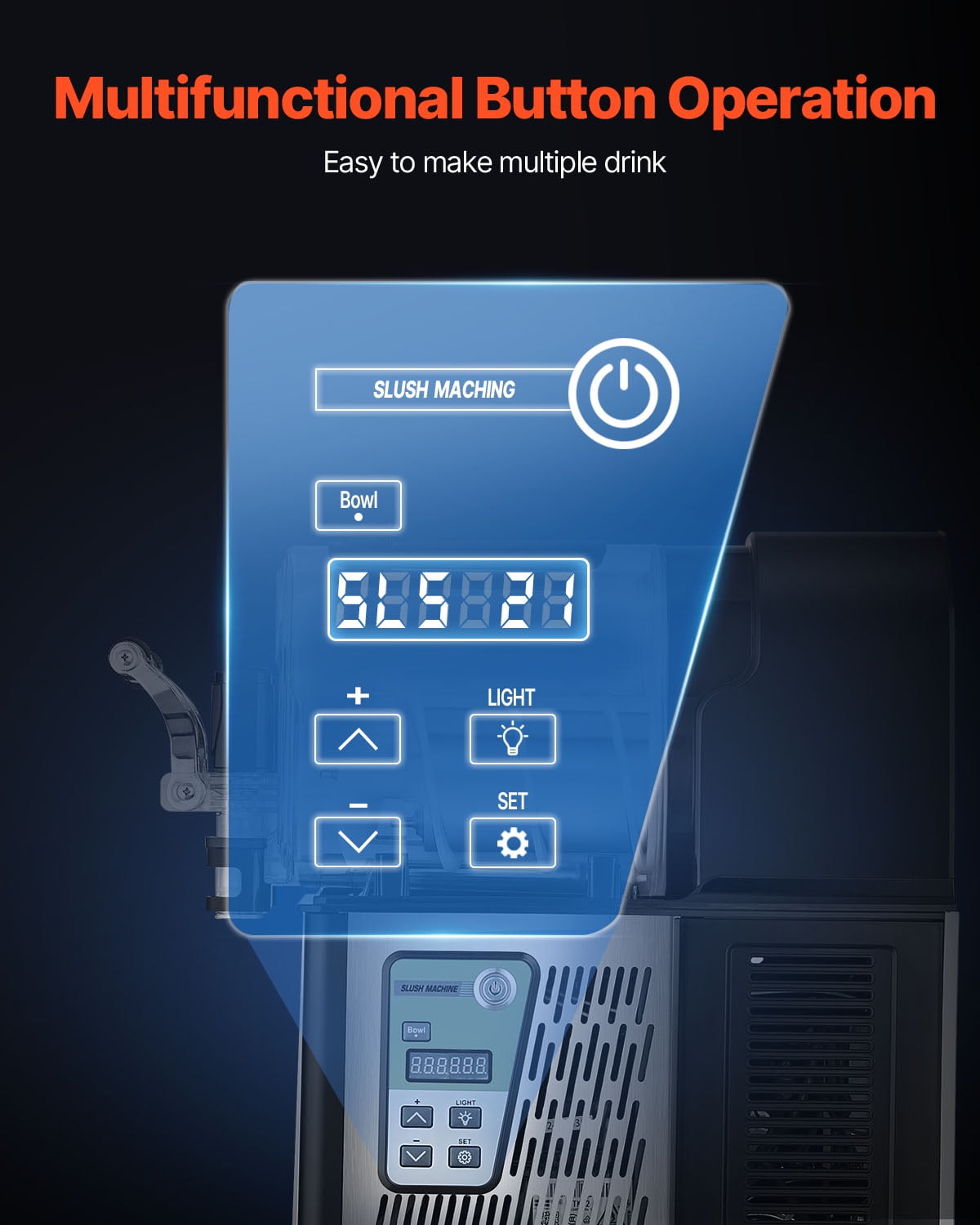 VEVOR Commercial Slushy Machine, 3L Single Tank Frozen Drink Machine, 12 Cups Stainless Steel Margarita Smoothie Frozen Drink Maker, Slushie Maker