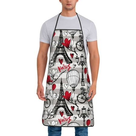 

Apron for Men Women Eiffel Tower Retro Waterproof Chef Kitchen Baking Apron with Long Ties Aprons for Cooking Baking and Gardening Kitchen Collection