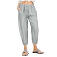 thumbnail image 1 of Timegard Womens Capri Pants Elastic Waisted Cinch Bottom Solid Color Casual Crop Trousers with Pockets, 1 of 6