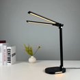 thumbnail image 1 of Lámpara de escritorio con protección ocular y carga inalámbrica para teléfono móvil de dos cabezales, luz de noche para el hogar, lámpara de piano plegable de metal para oficina, 1 of 4