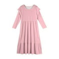 thumbnail image 5 of Abcomgle Girls Long Sleeve Dresses 8-9 Casual A-Line Ruffle Long Sleeve Maxi Dress Solid Color Crew Neck Sundresses Tiered Dresses with Pockets,Pink, 5 of 5