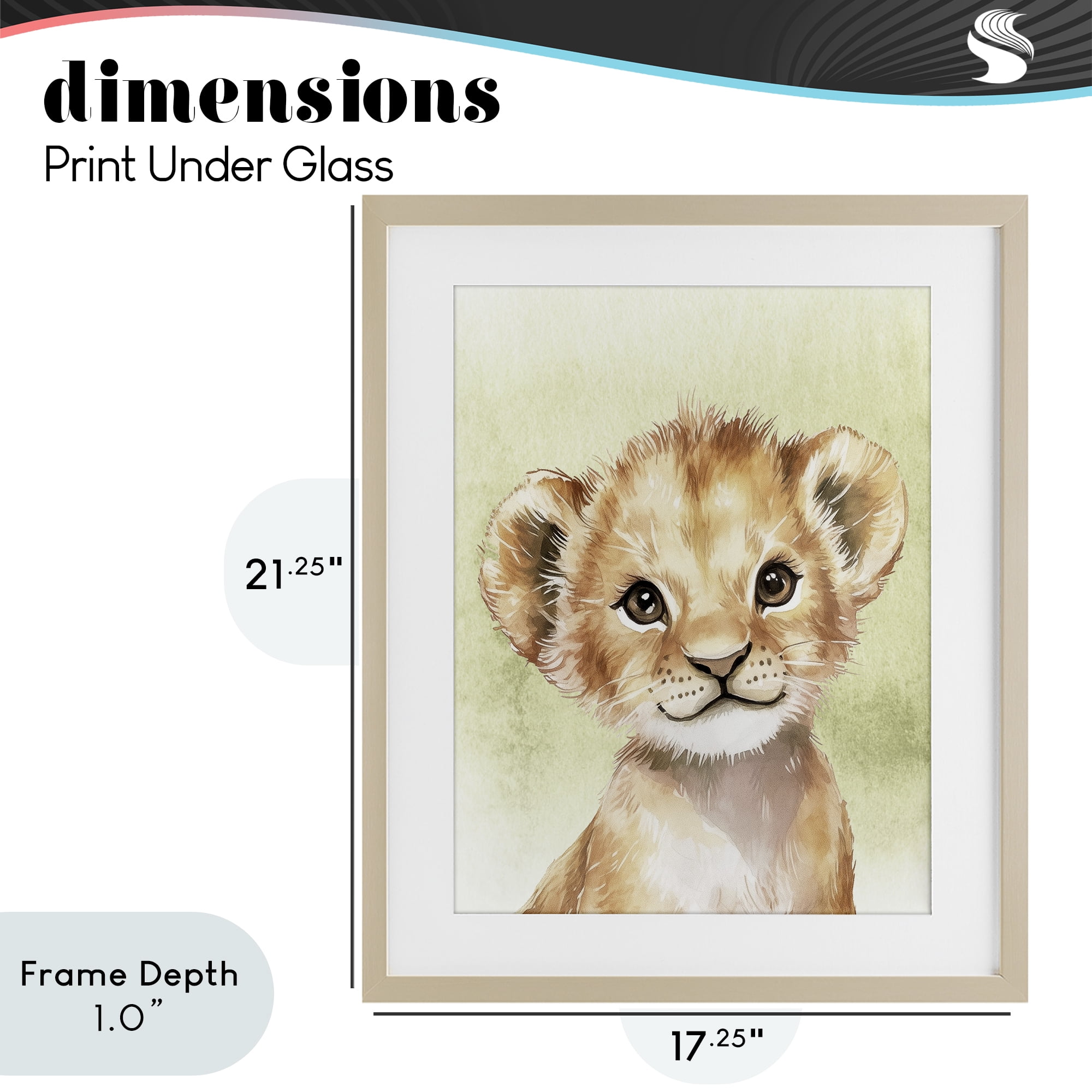 Stupell Industries Jungle Friends Baby Lion Birch Framed Print Under Glass, design by Christine Simpson Art