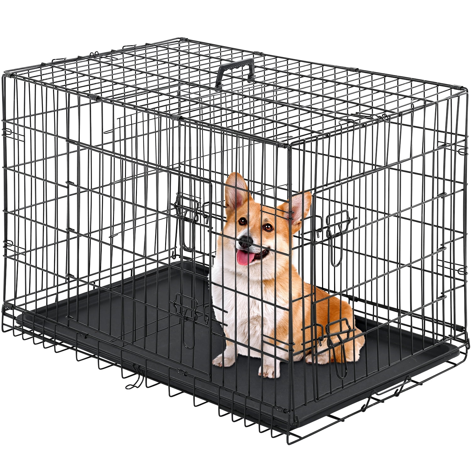 Pal Metal Black 42" Dog Crate Carrier with Collapsible Function