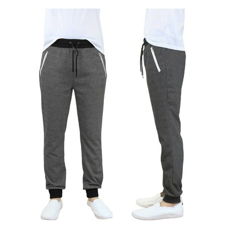 Men's Slim-Fit French Terry Jogger Sweatpants With Zipper Pockets ...
