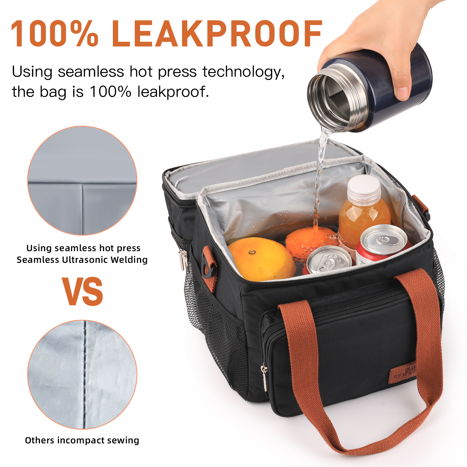 Cshidworld 17L Expandable Insulated Lunch Box Bag, Black photo 3