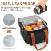 Insulated Lunch Box for Women Men, 17L Large Expandable Dual Compartment Lunch Bag, Leakproof Adult Lunchbox with Shoulder Strap, Cooler Warmer Lunch Bag for Work Picnic Camping, Black