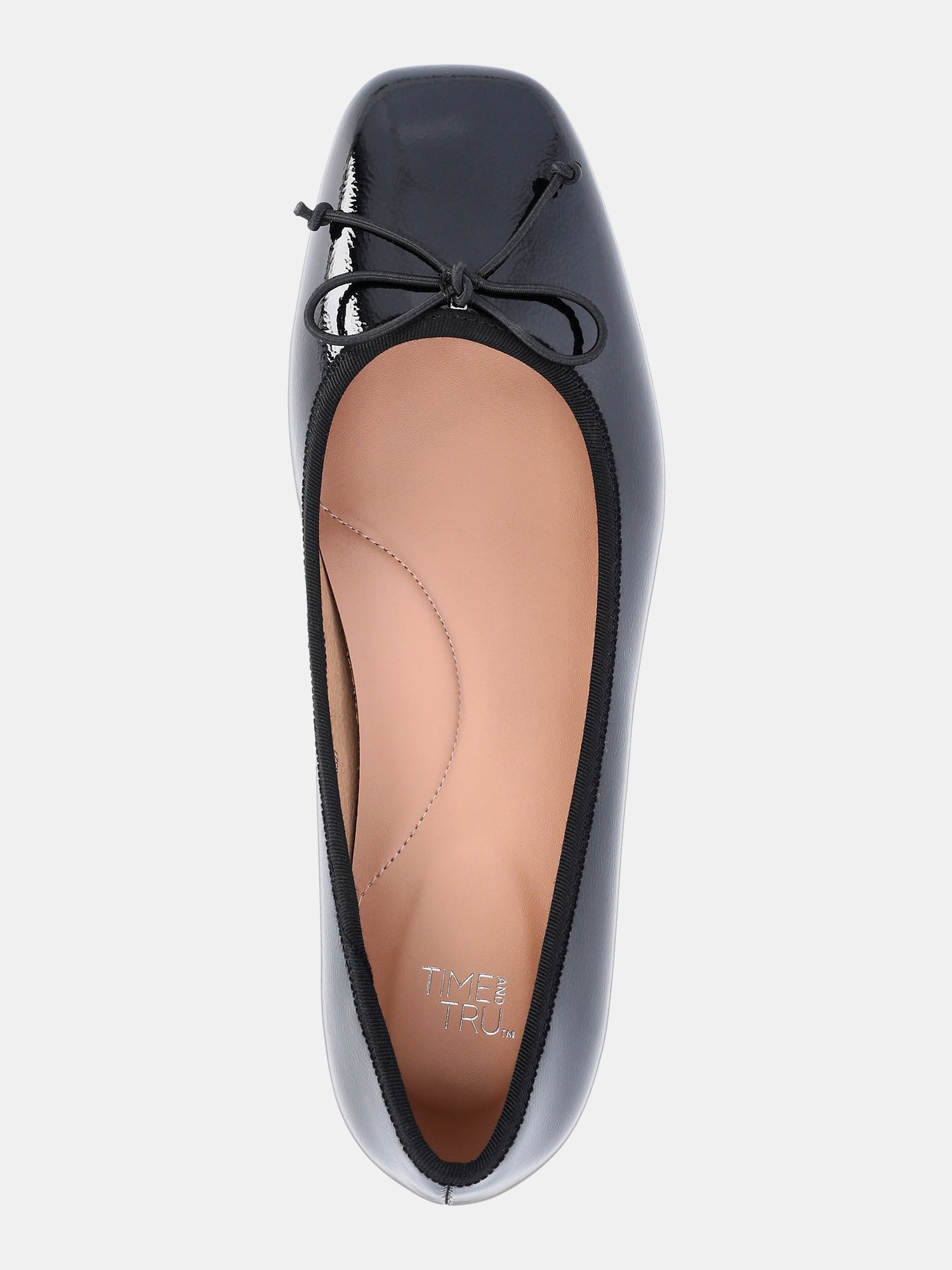 Time and Tru Women's String Bow Block Heel Ballet Shoes, Wide Width Available