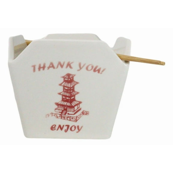 Oriental Buddha Pagoda Asian Takeout To Go Box Serving Bowl With Chopsticks Set