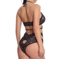 thumbnail image 4 of Conjunto de ropa interior de malla de encaje para mujer, lencería sexy, ropa de dormir, ropa de dormir, negro, S Speravity XX000073-02, 4 of 7