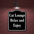 thumbnail image 2 of Cat Lounge - Relax and Enjoy BLACK Aluminum Composite Sign 15''x18'', 2 of 9