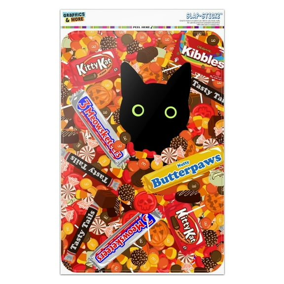 Halloween Black Cat Hiding in Candy  Home Business Office Sign
