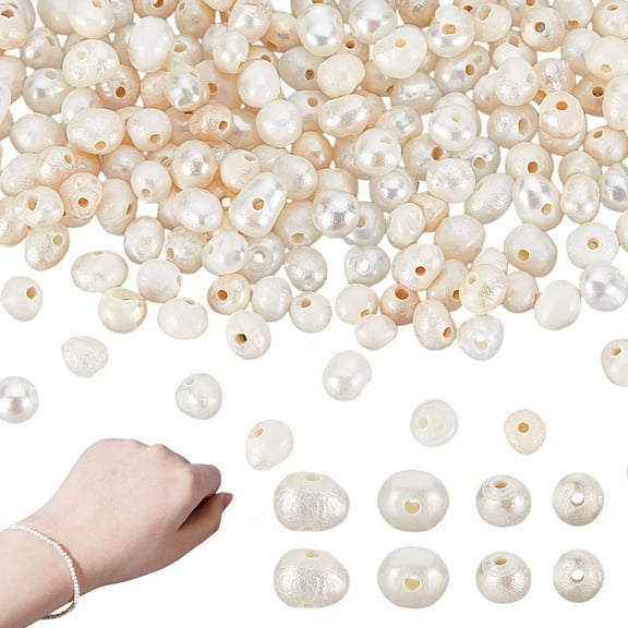 200Pcs Natural Freshwater Pearl Beads 2 Styles Seashell Cultured Freshwater Pearl Loose Beads for DIY Crafts Necklace Bracelet Earrings Jewelry Making Brown DIY