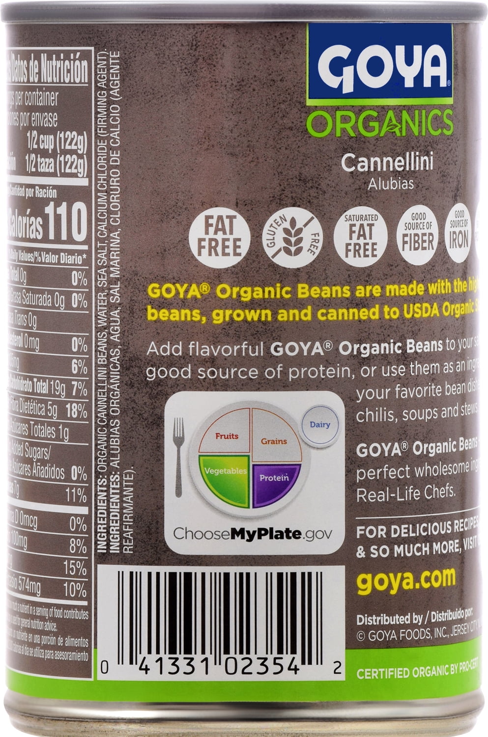 GOYA Organic Gluten Free Cannellini Beans, Low Sodium, 15.5