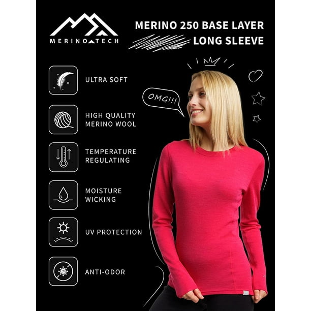 Merino.tech Merino Wool Base Layer Women 100% Merino Wool