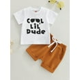 thumbnail image 2 of Arvbitana Baby Boy Summer Clothes Sunglasses Letter Print Short Sleeve T-Shirt + Solid Color Shorts Casual Outfits Clothing 2Pcs 0-3T, 2 of 9