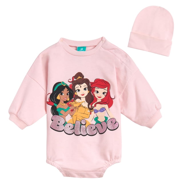 Conjunto Disney para Bebé Niña: Mameluco y Gorro Rosa 0-3 Meses