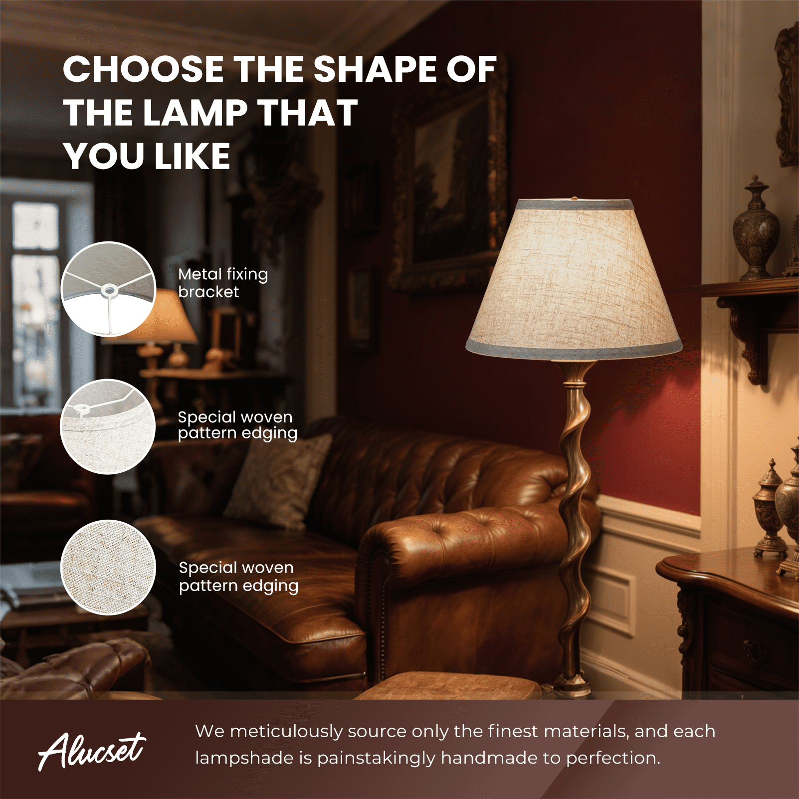 Brown Barrel Lamp Shades 2 Count, Medium Lampshade 7x13x9 inch, Fabric lampshade for Table Lamp And Floor Lamp,  Lamp Cover, Lamp Shade Harp Holder Included
