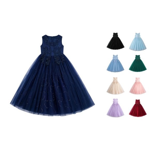 Girls Long Wedding Dress Tutu Gown for Daily Activities and Occasions Elegant Formal Party Frock for 3-15 Years -Symbolic and Comfort Girls' Summer Casual Dress