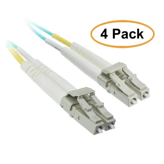 eDragon 10 Gigabit Aqua OM4 Fiber Optic Cable, LC/LC, Multimode, Duplex, 50/125, 3 Meter (10 Foot), 4 Pack